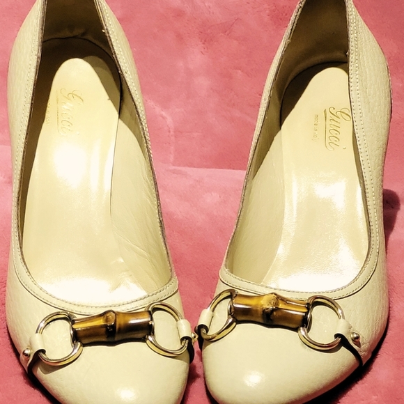 Gucci size 9 Cream Leather Heels - Picture 1 of 6